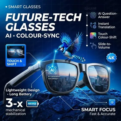 2026 New Smart Sunglasses Bluetooth Audio Glasses AI QA Translation Touch Color Change Call Noise Reduction Dual Mic Waterproof