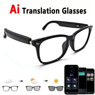 AI V6 Max Smart Audio Glasses Photochromic Transition Lens Bluetooth Call Sunglasses Open Ear Music Eyewear For Outdoor Driving