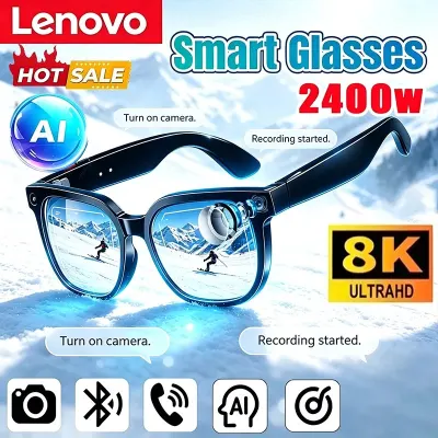Lenovo AI Record Smart Glasses 2400W HD Bluetooth Glasses AI Language Translation Calling Voice Assistant Adult Camera Sunglasses