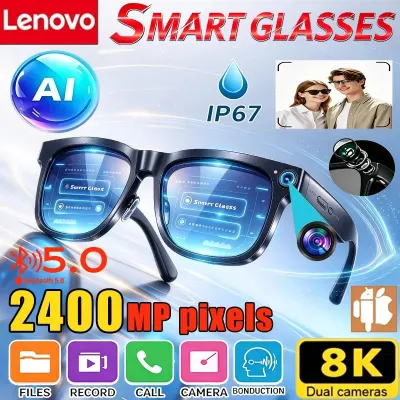 Lenovo AI Smart Sunglasses 2400MP 8K HD 2026 New Video Translation Hands Free Call AI Chat Record Music Player Eyewear