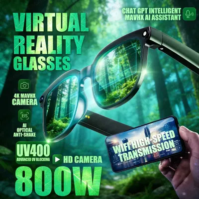 M02S AI Smart Glasses 1080P Video Photo Bluetooth Calls Music Playback WiFi Transfer IP65 Waterproof TR90 Lightweight Eyewear Se