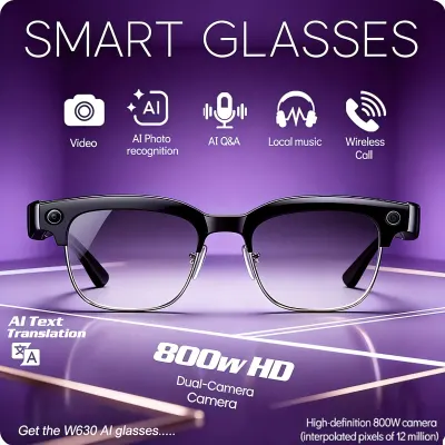Marsyu AI Smart Glasses with ChatGPT 8MP 4K UHD‌ Camera Video Recording Voice Translation Bluetooth Call Wifi4 Unisex Sunglasses