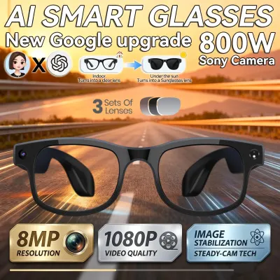 New 800W Camera AI Glasses Men Color-Changing Smart Translation Glasses Photo Video Recording Waterproof Call Smart Sunglasses