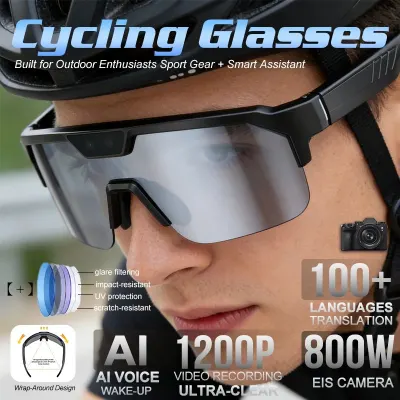 New AI Sports Camera Glasses 800W HD Camera UV Protection AI Voice Assistant Bluetooth Call Listening Music Smart Glasses