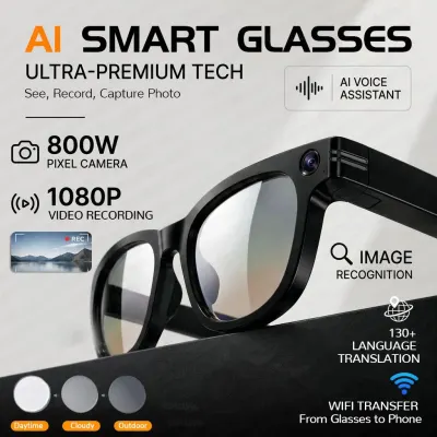 Upgraded Hot Sale Global AI Smart Glasses With 8MP Anti-shake Camera 4K POV Video Open-Ear Audio Translation Recording Glasses