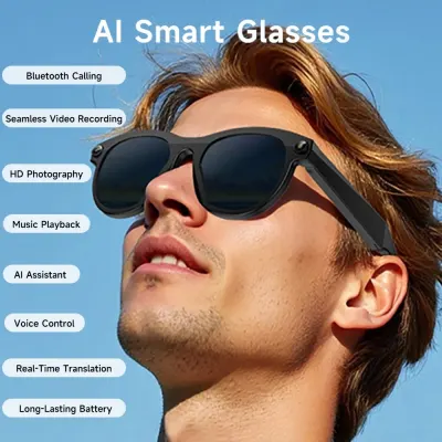 Video Recording Smart Glasses 8MP HD Camera Sunglasses AI Translation Lenses Bluetooth Call Technological Gadgets for Man Woman
