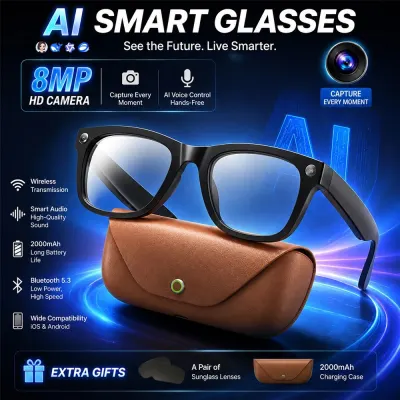 YAOCX New HD5-ultra AI Smart Glasses AI Real-time Translation 800W Pixel Camera Photo Video Recording 300 Mah Smart Glasses 2026