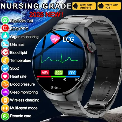 2025 New Nursing Grade Smart Watch Blood oxygen Blood Lipid Uric Acid ECG + PPG Body Temperature Bluetooth Call Health Smartwatch
