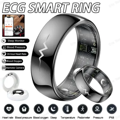 AI ECG Detection Smart Ring Blood Pressure, Heart Rate, Body Temperature Monitor, Waterproof Multiple Sport Track Men Women Rings