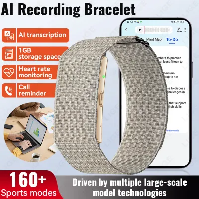 LIGE Audio Recording Translator Smart Bracelet Sport Fitness Band Health Monitor Smart Watch AI Transcription 1GB Voice Recorder