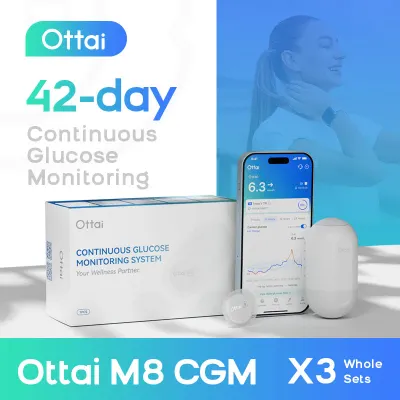 Ottai CGM Continuous Glucose Monitor Painless CGM 3 Full Test for 42 Days AI Smart Blood Glucose Meter