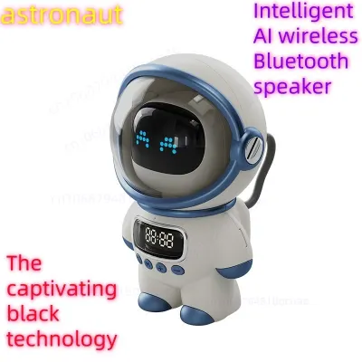 New Intelligent AI Interactive Wireless Bluetooth Speaker Clock Alarm Clock Plug in Memory Card Computer Surround Sound Speaker