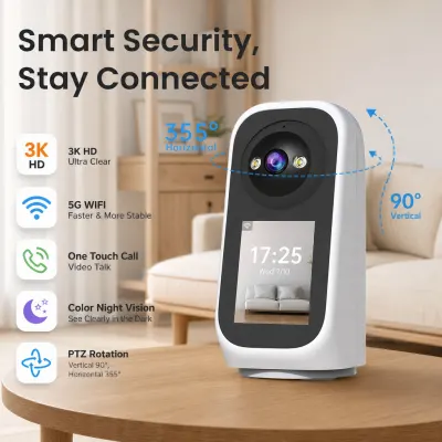 Jooan 3K PTZ IP Camera with 2.8 Screen, AI Motion Detection
