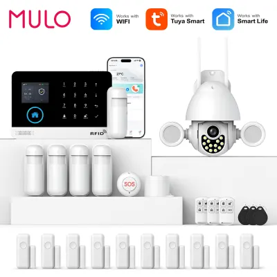 MULO Alarm System For Home Burglar Security 433MHz GSM Home alarm Wireless PG103 WiFi Alarm Tuya Smart App Work With Alexa