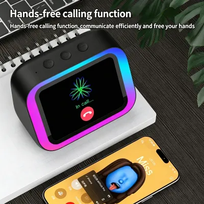 Smart Alarm Clock Bluetooth Speaker with AI Voice Assistant Weather Display Night Light Music Stories Player Photo Frame