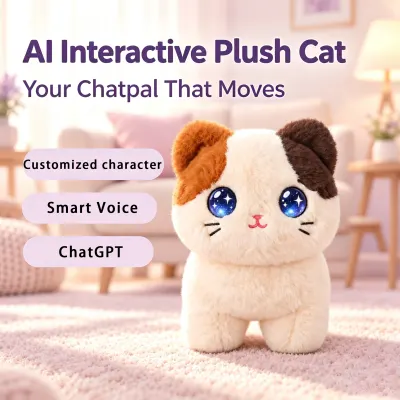 AI Plush Toy with Smart Voice And LED Eyes Interactive Companion Rechargeable E-Pet for Kids And Adults Cartoon Cute Gift