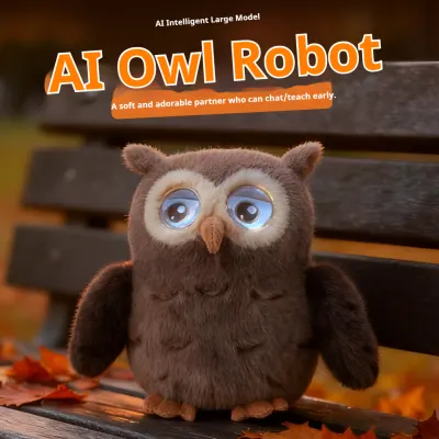 Ai Smart Owl Robot Voice Dialogue Bluetooth Wifi HD Display Emotional Changing Eyes Interactive Companion Plush Toy For Adult