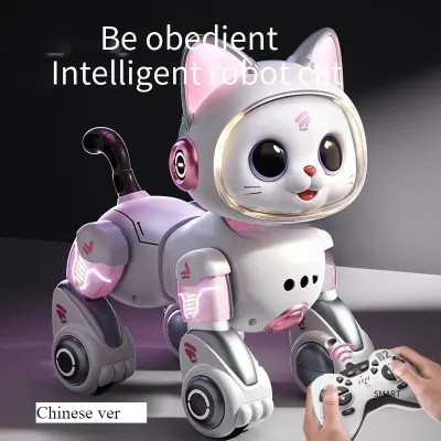 Remote Control Walking Robot Cat Toy, Electric Meowing Pet Gift for Boys Girls Kids Birthday Christmas