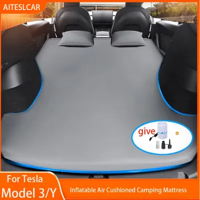 For Tesla Model 3 Model Y / YL 2026-2017 Inflatable Air Mattress Outdoor Camping Inflatable Special Suede Fabric Car Travel Bed