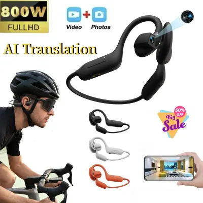 AI Headphones Camera 8MP HD Recording Smart AI Translation Ear Hanging Air Conduction Earphones Bluetooth Outdoor Cycling Record