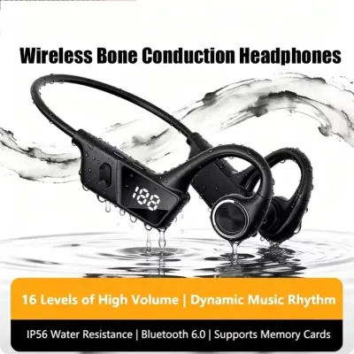 AI New Bone Conduction Bluetooth Headphones Memory Noise Cancellation Battery Level Display and Running Mode Waterproof