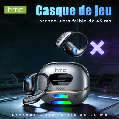 HTC NE69 AI Translator Wireless Headphones Gaming Stereo Audio Optimized Earphones Bluetooth 6.0 Low Latency RGB Charging Case