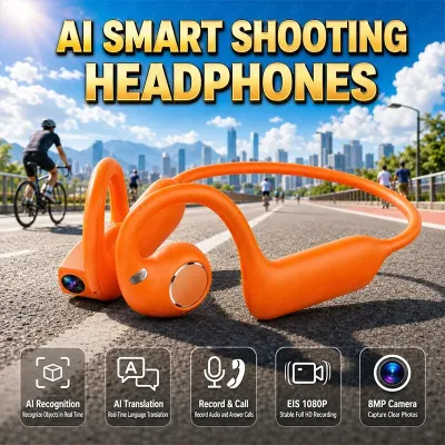 New Multifunction AI Smart Headphones 8MP Camera 1080P EIS Video Sound Recording Object Recognition Translation Calls Headphones
