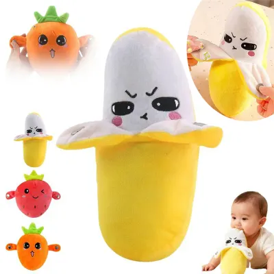 Banana Baby Beat Sensing Creative Fruit Novelty Parent-Child Musical Interactive Piano Toy Plush Doll Christmas Gift