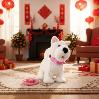 Fashion Simulated Puppy Doll Interactive Walking Simulated Puppy Tail Wagging Barking Walking Dog Toy for Indoor and Outdoor Use