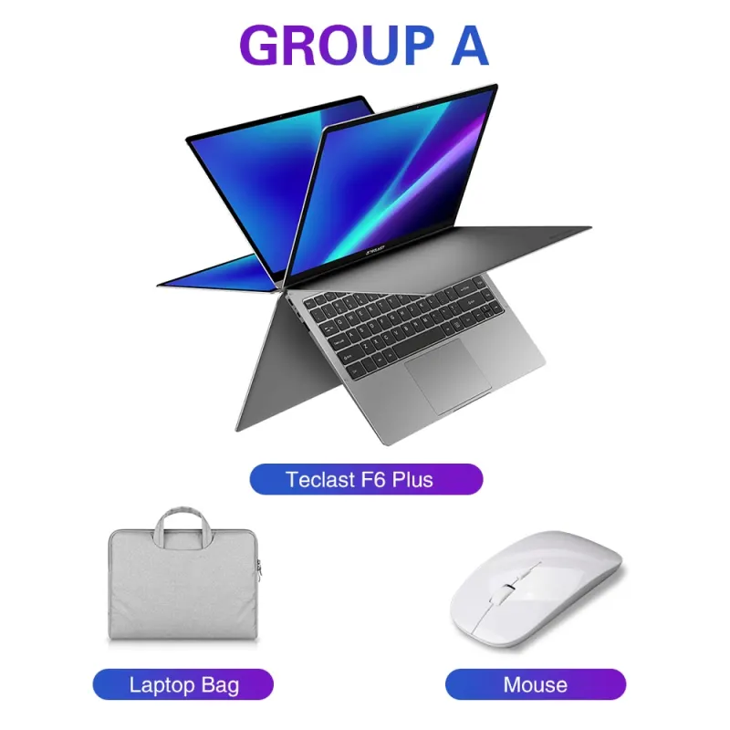 Teclast F6 Plus 360° Laptop 13.3 inch Notebook Windows 10 OS 8GB LPDDR4 256GB SSD 1920*1080 IPS Intel N4100 touch screen laptop