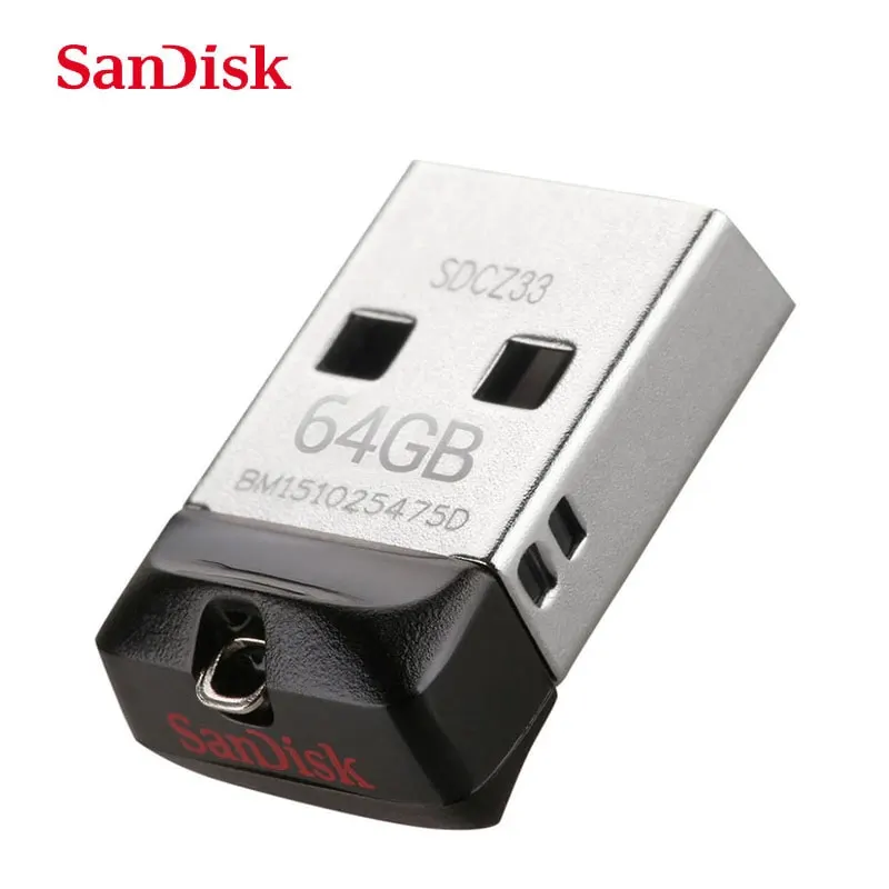 SanDisk USB Flash Drive Cruzer Fit CZ33 64GB 32GB 16GB Super Mini Pen Drive USB 2.0 Memory Stick 8GB U Disk