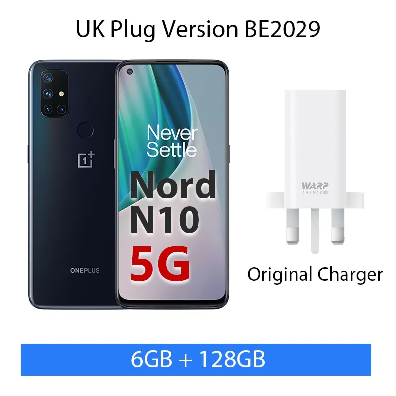 World Premiere Global Version OnePlus Nord N10 5G 6GB 128GB Snapdragon 690 Smartphone 90Hz Display 64MP Quad Cams Warp 30T NFC