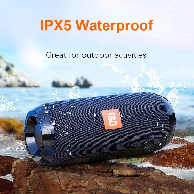 Wireless Bluetooth Speaker Waterproof Portable Outdoor Bass LED Column Loudspeaker FM Raido SD Card Aux Micro Hands-free