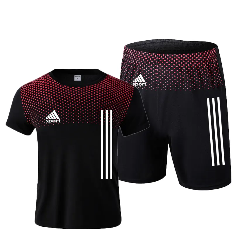 New men s sportswear summer suits men s fitness wear sports suits short sleeved t shirt shorts quick drying 2 piece set