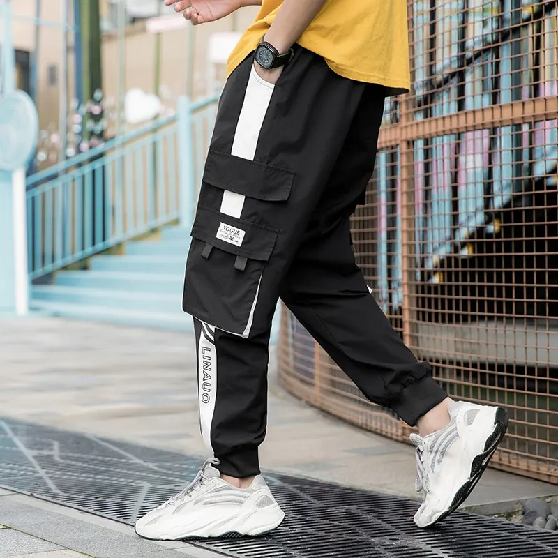 Men side pocket overalls black casual jogging pants spring and summer men pants trousers men fashion casual street pants