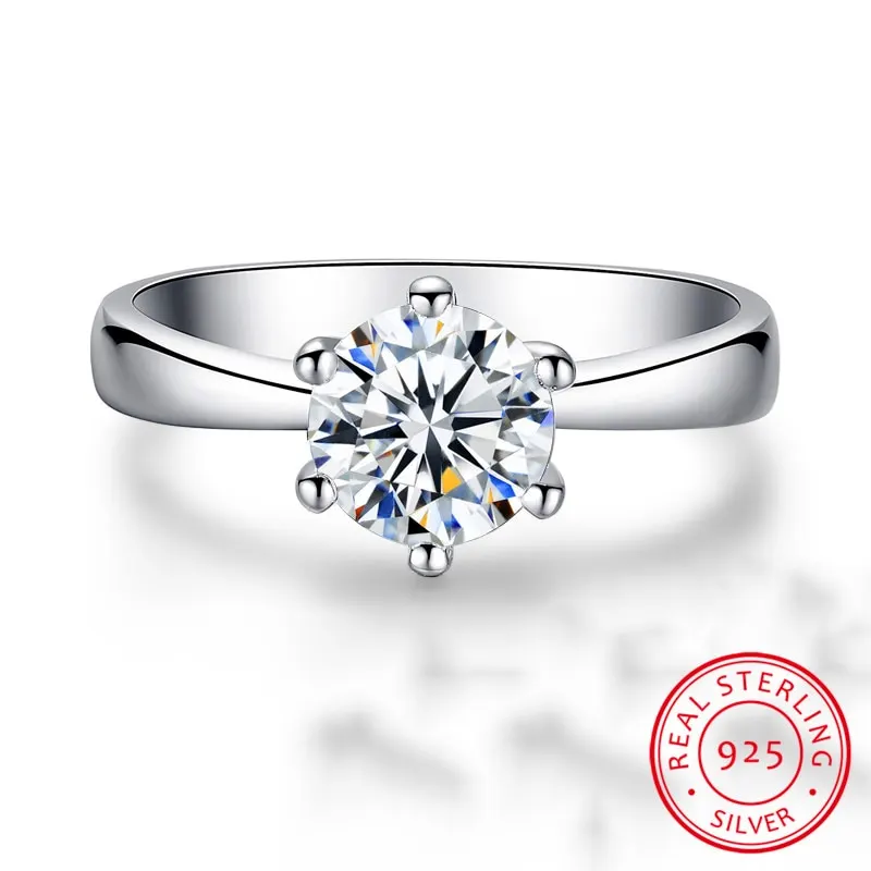 90% OFF Luxury Female Small Lab Diamond Ring Real 925 Sterling Silver Engagement Ring Solitaire Wedding Rings For Women