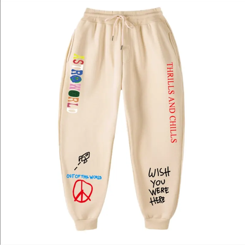 Autumn Winter Pants Men Women TRAVIS SCOTT ASTROWORLD Letter Printed Jogging Pants Hip Hop Streetwear Men Sweatpants Trousers