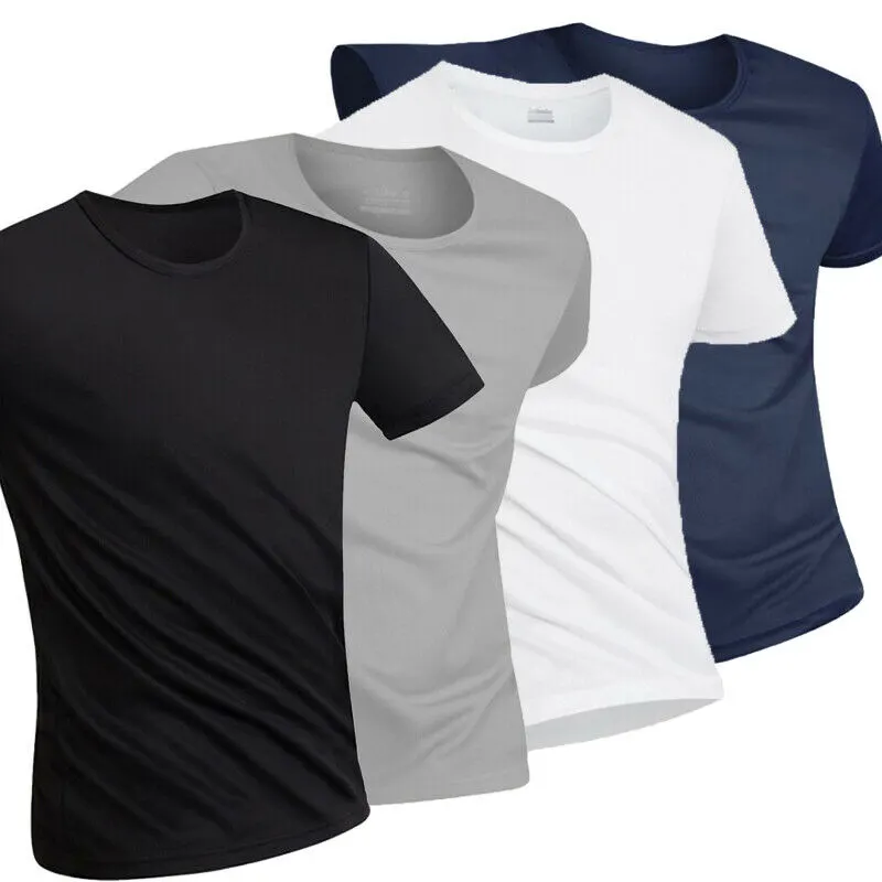 Men Gym Waterproof Fitness Bodybuilding O Neck Short Sleeve T Shirt Sweatshirts Basic Tee Slim Fit Casual Top