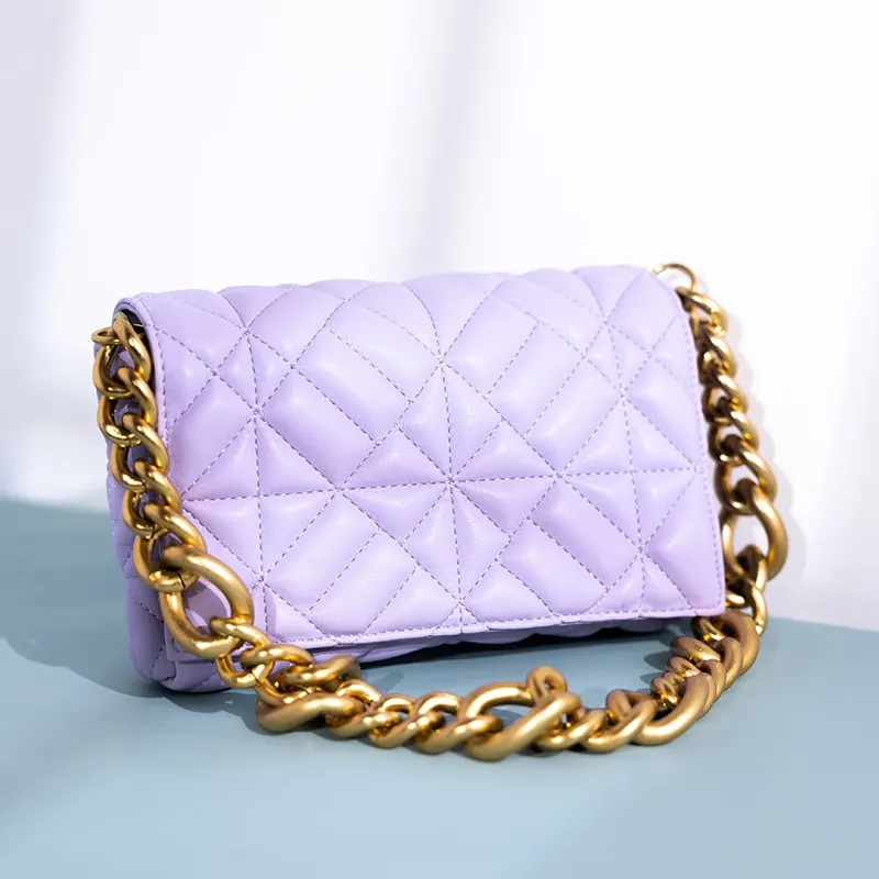 Branded Womens Shoulder Bags Thick Chain Quilted Shoulder Purses And Handbag Women Clutch Bags Ladies Hand Bag