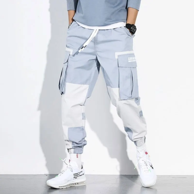 Men New Spring Hip Hop Pants Club Singer Stage Costume Trousers Ribbons Streetwear Joggers Sweatpants Hombre