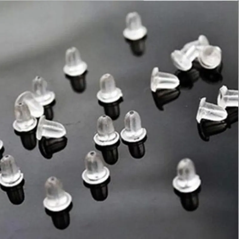 100pcs lot Clear Soft Silicone Rubber Earring Backs Safety Bullet Stopper Rubber Jewelry Accessories DIY Parts Ear Plugging