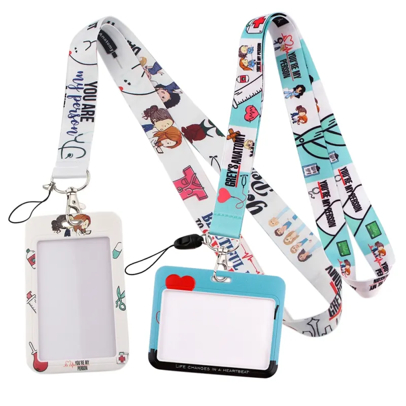 DZ1228 New Grey s Anatomy TV Show Doctor Nurse Neck Strap Lanyards Keychain Holder ID Card Pass Hang Rope Lariat Lanyard Gifts
