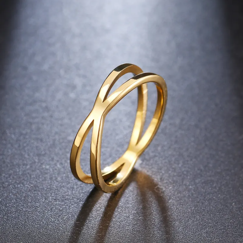 CACANA Bohemian Vintage Cross Gold Rings for Women Wedding Trendy Stainless Steel Chain Jewelry Large Antique Rings Anillos R451