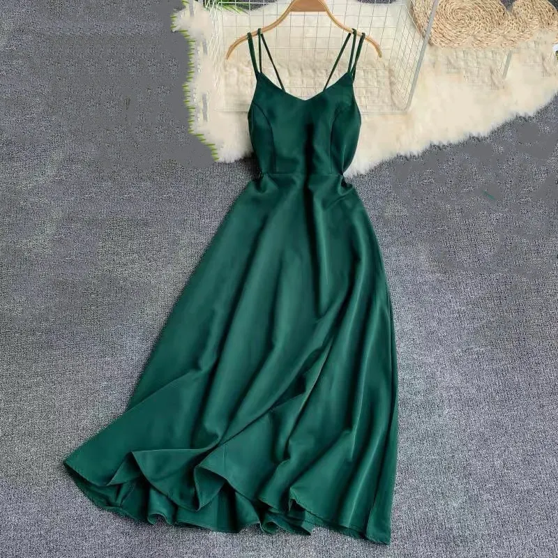 Marwin New Coming Spring Summer Holiday Long Dress Cross Spaghetti Strap Open Back Beach Style Ankle Length Women Dresses