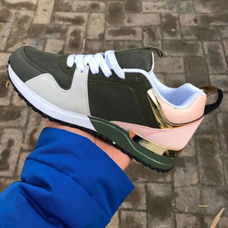Women Sneaker Autumn Casual Breathable Suede Leather Platform Sport Shoes Fashion Running Walking Lace Up Ladies Shoes Sneakers