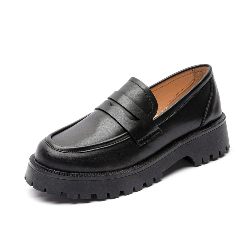 AIYUQI Spring Shoes Female British Style 2021 New Thick soled College Style Casual Loafers Genuine Leather Fashion Shoes Girls