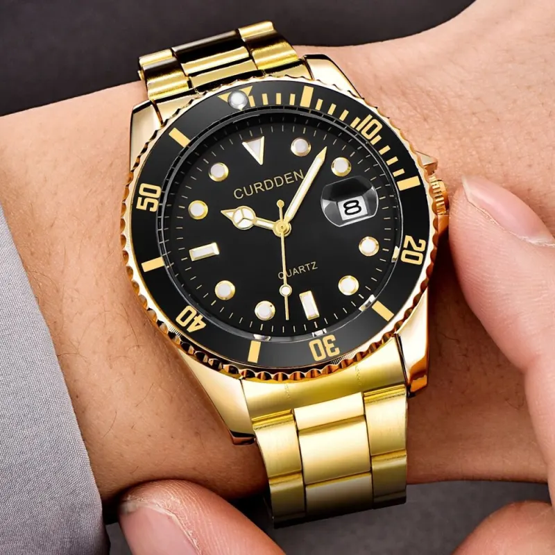 Free Dropping Role Watch Men Quartz Mens Watches Top Luxury Brand Watch Man Gold Stainless Steel Relogio Masculino Waterproof