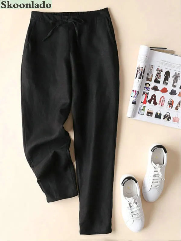 newest cotton linen pants women elegant trousers lady formal pants plus size S 5xl famous brand design cotton trousers popular