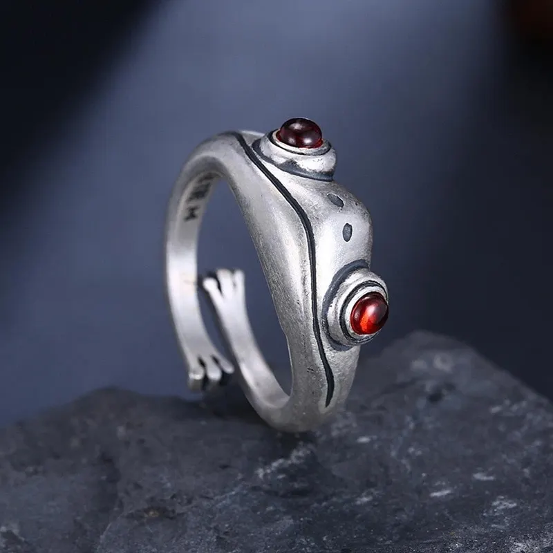 Fashion Cute Frog Ring Frog Lady Cartoons Open Ring Men Retro Punk Animal Figure Ring Fashion Party Bohemian Hip Hop Jewelry