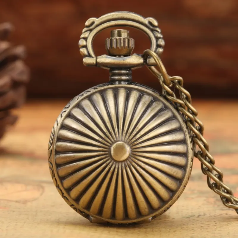 Retro Steampunk Smooth Watch Ball Shaped Quartz Pocket Watch Fashion Sweater Angel Wings Necklace Chain Gifts for Men Women kid